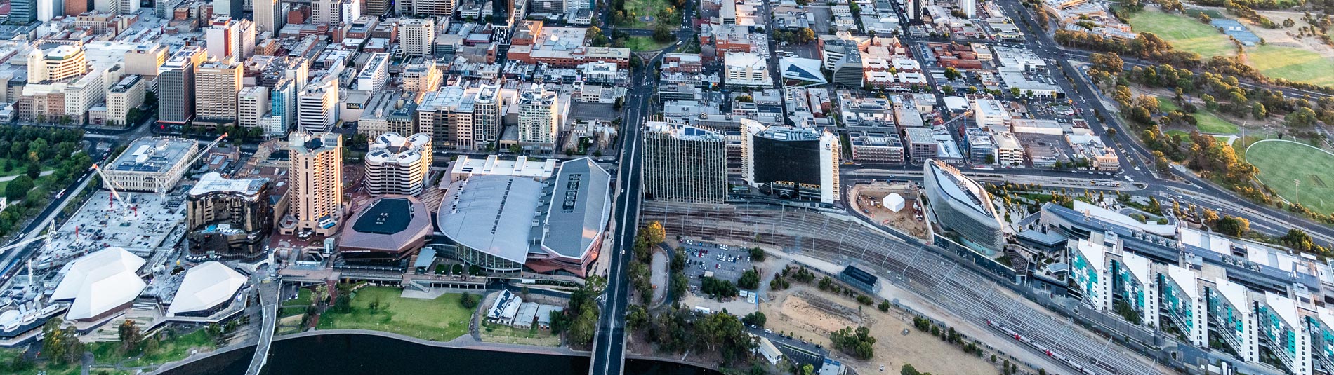 Aerial view of a northern section of Adelaide city